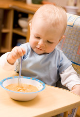 baby eating lunch