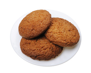 Cookies on a plate, isolated