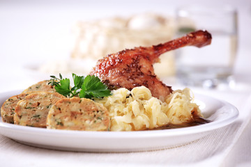 Roast Duck, Cabbage and  Bread  Dumplings