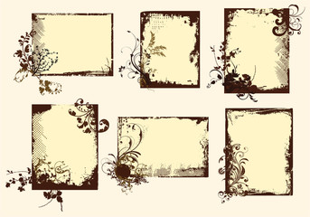 Sepia toned grunge floral frames