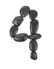 Number '4' made of stones isolated on white