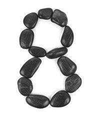 Number '8' made of stones isolated on white