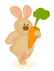 Vector cartoon little toy bunny with carrot