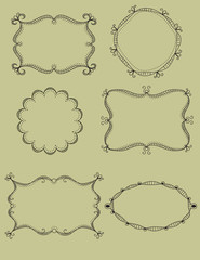 Hand drawn curly doodle frames