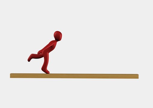 uomo su asse di equilibrio