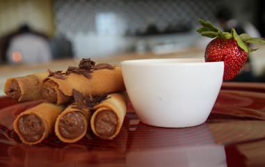 Mocha cigar cake pastry and bakery