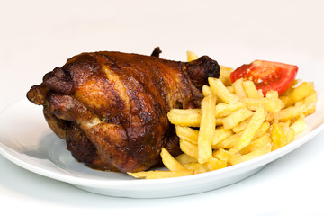 Grillhähnchen, Pommes Ftites