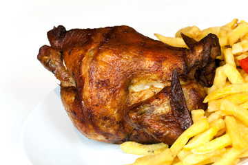Grillhähnchen, Pommes Frites