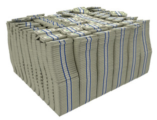 Much money. Large stack of US dollars