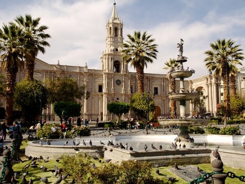 Plaza de armas and cathedral in Arequipa