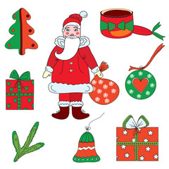 Set of christmas objects