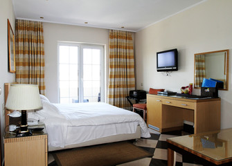 Interior of modern comfortable hotel room