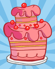 Pink Cake Vector Illustrations