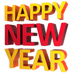Happy New Year greeting card text (orange and red colors)