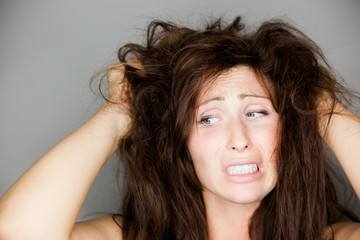 woman tear one's hair