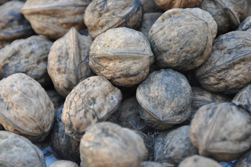 A big pile of nuts over white background