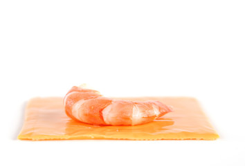 tranche de cheddar et crevette