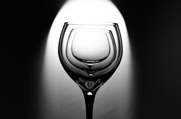 Three wineglasses, light & shadow