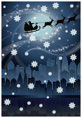 Urban holiday card with Santa claus. vector