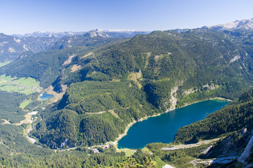 alpine lake scenery in the summer