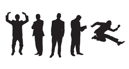 Five silhouettes of different businessmen