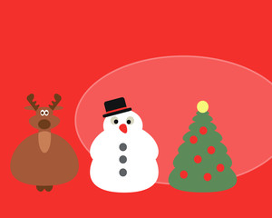 Snowman, Moose & Christmas tree