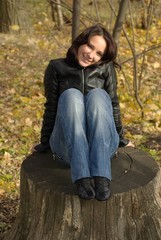 Female on a stump