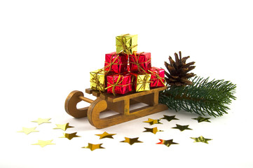 Schlitten mit Geschenken