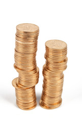 Coins on white background