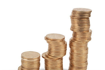 Coins on white background