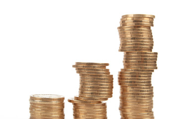 Coins on white background