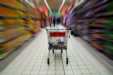 Supermarket cart - obrazy, fototapety, plakaty
