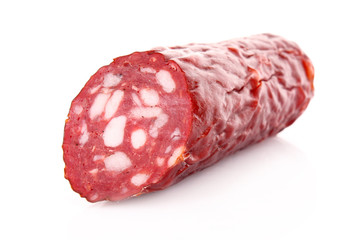 Smoked sausage isolated on white