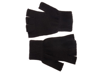 Pair of black knitted gloves