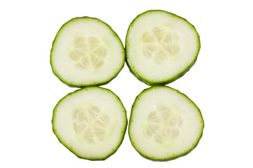 Slices of cucumber isolated on white