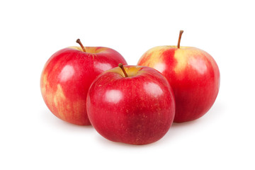 Fototapeta na wymiar Three red apples isolated on the white