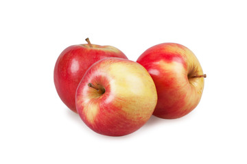 Three red apples isolated on the white