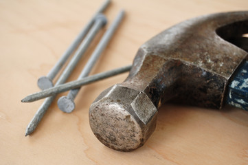 Galvanized Nails and a Claw Hammer