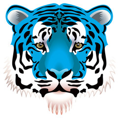 vector illustration of blue tiger head