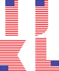 letters I, J,K L - American flag alphabet