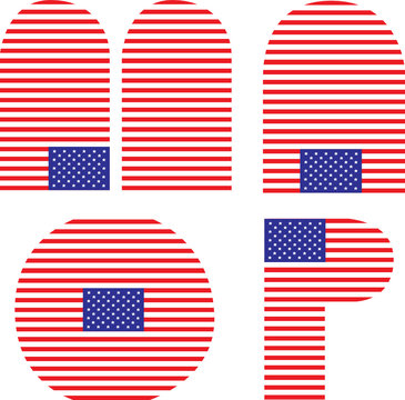 letters M, N, O, P - American flag alphabet