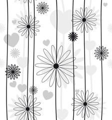 Flower Seamless  black and white