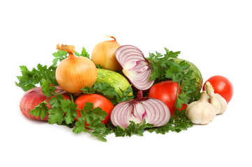Vegetables on white background