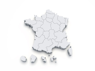 France map 3D on white