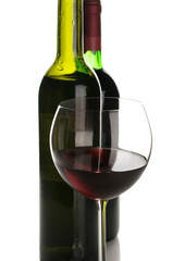 Bottles and glass of red wine