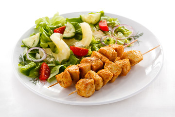 Grilled meat and vegetables