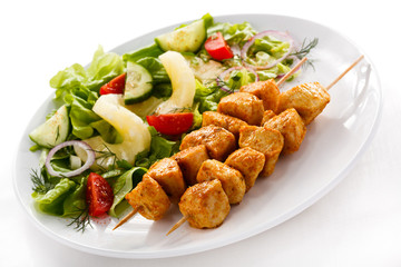 Grilled meat and vegetables