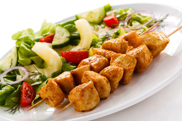 Grilled meat and vegetables