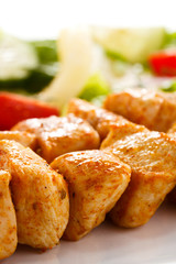 Grilled meat and vegetables