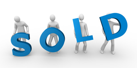 3d men holding the word sold